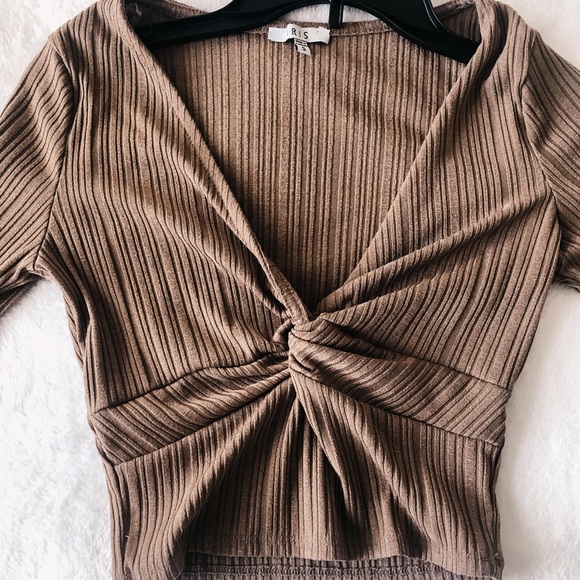 Brown Long sleeved Crop Top - Picture 3 of 5